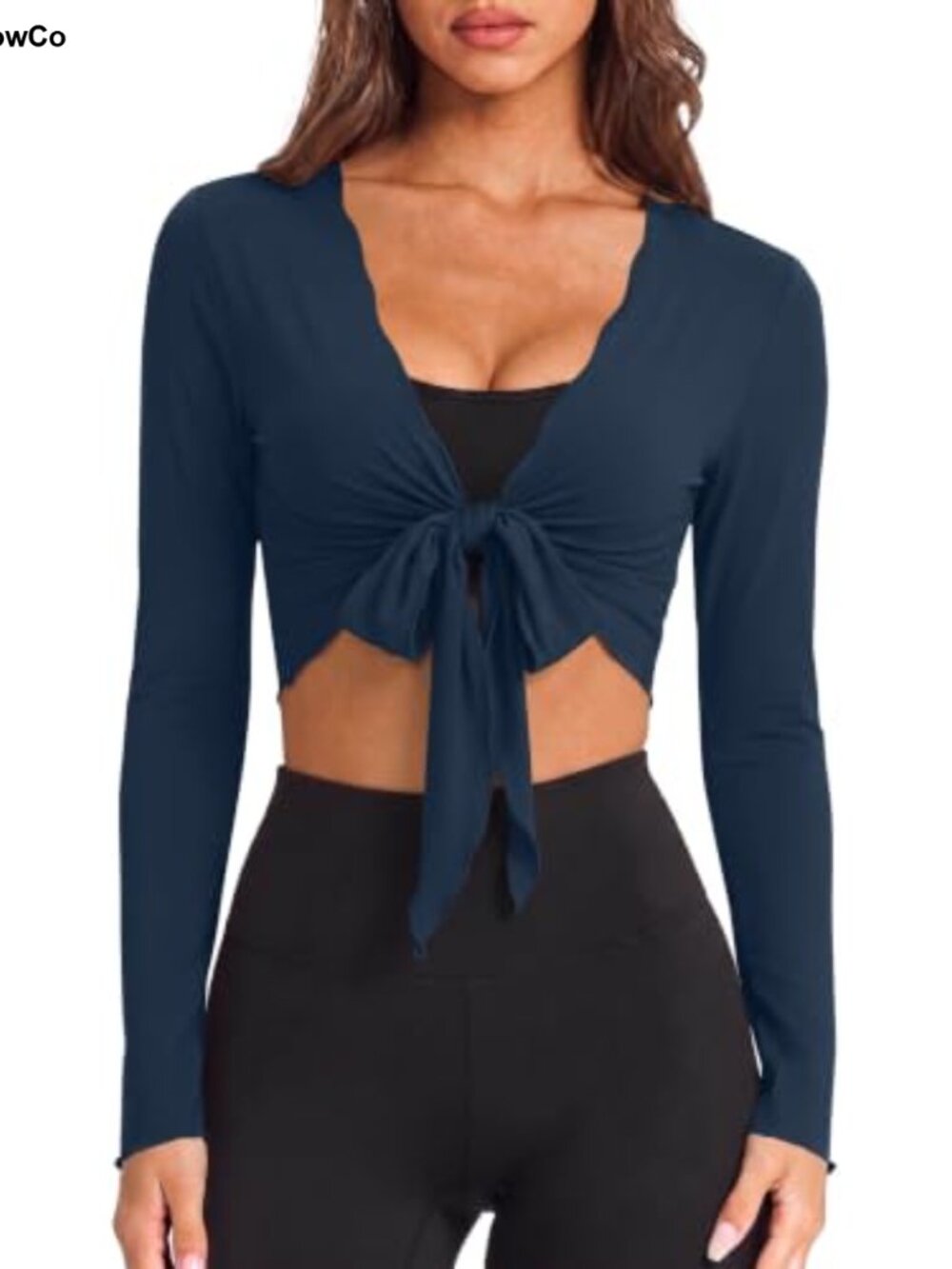 Womens Ballet Wrap Top Self Tie V Neck Pilates Workout Crop Top